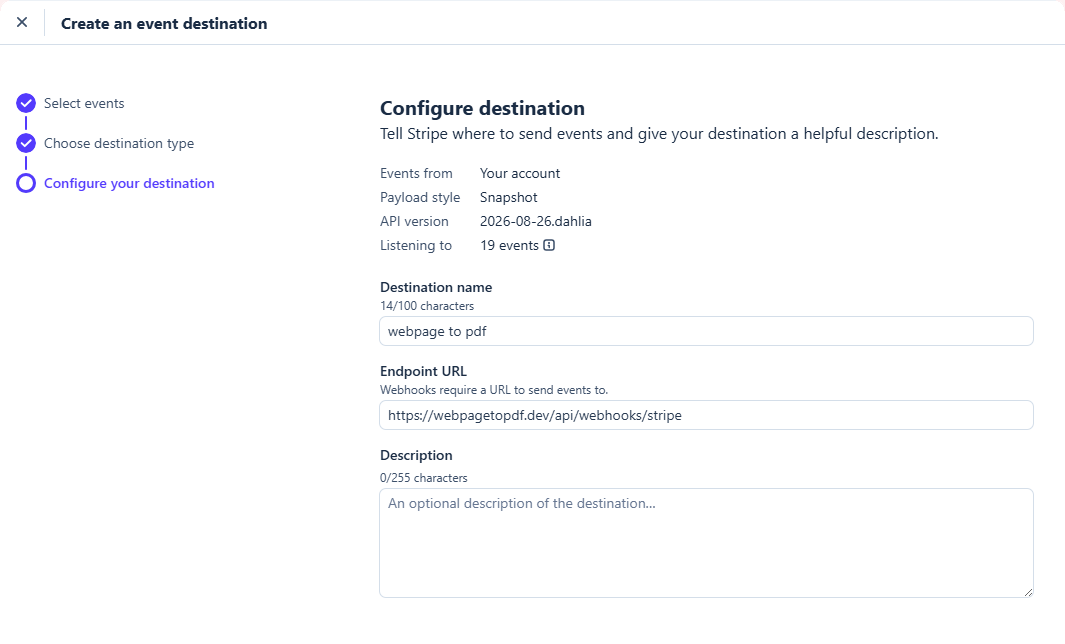 Stripe Create Webhook