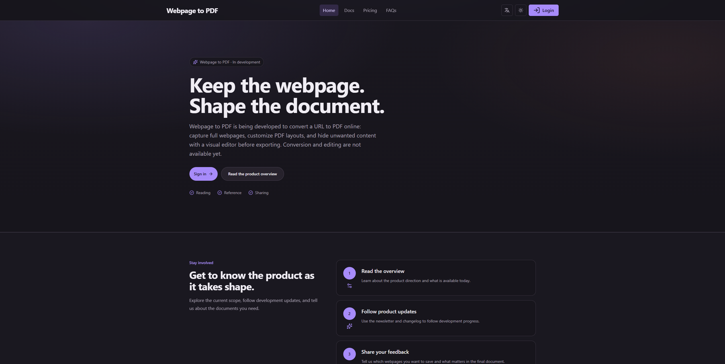 The updated website running locally