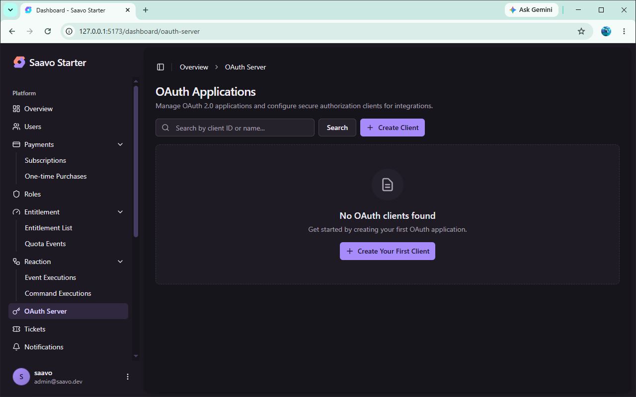 Client management page