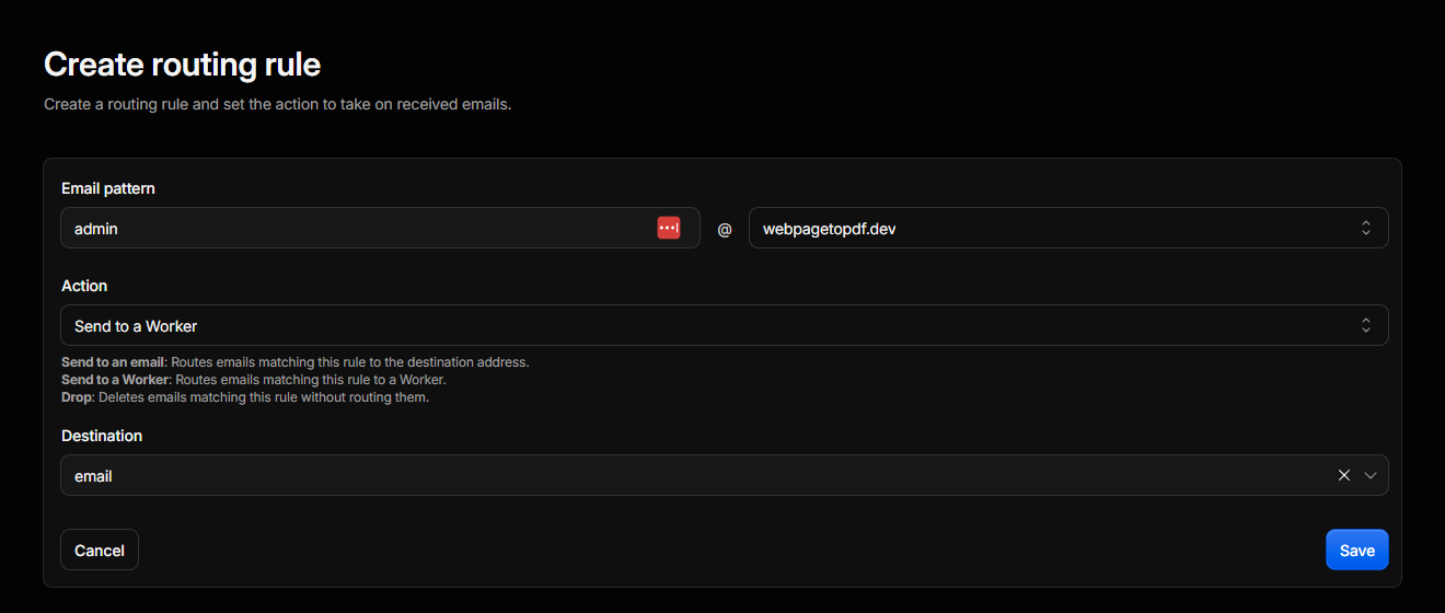 Email Routing to Worker