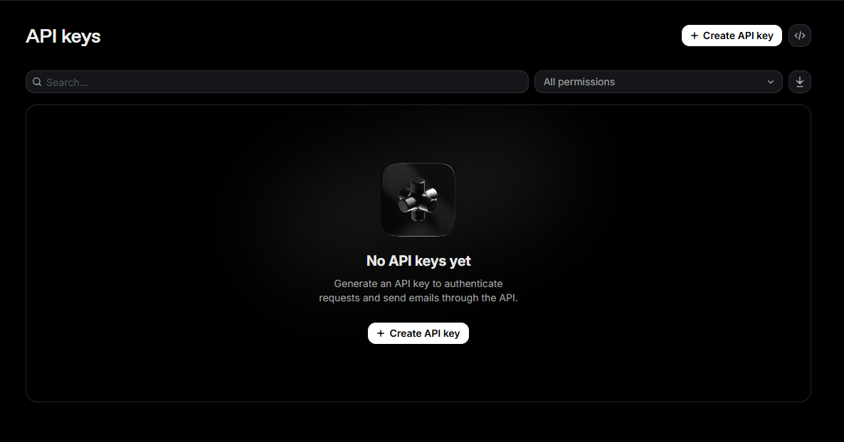 Open Resend API Keys