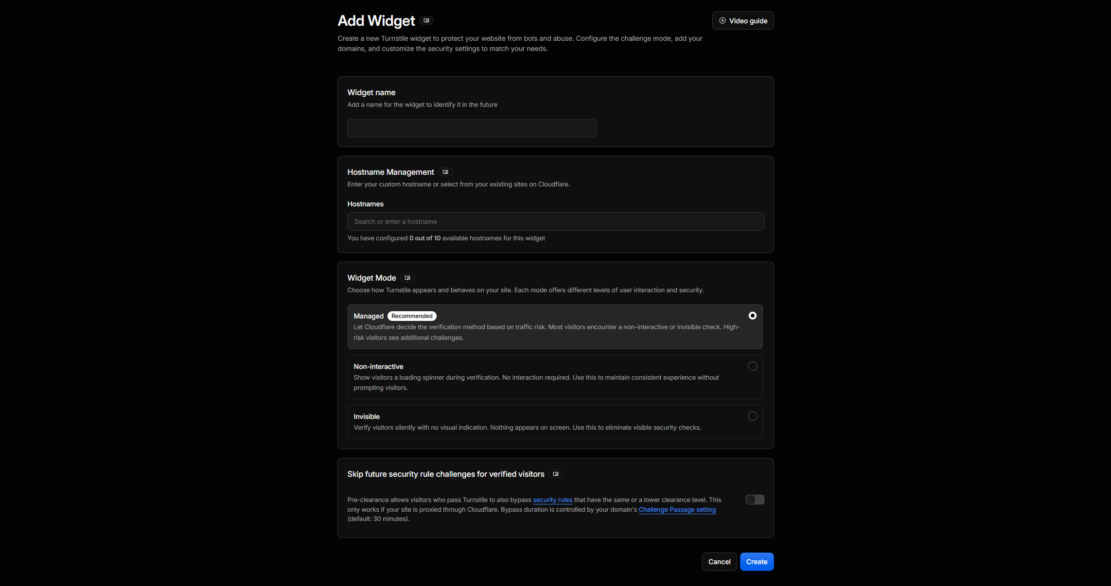 Create widget form