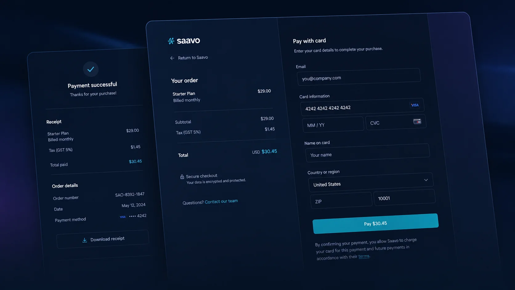 Hosted checkout — Locale-aware Checkout for one-time payments and subscriptions.