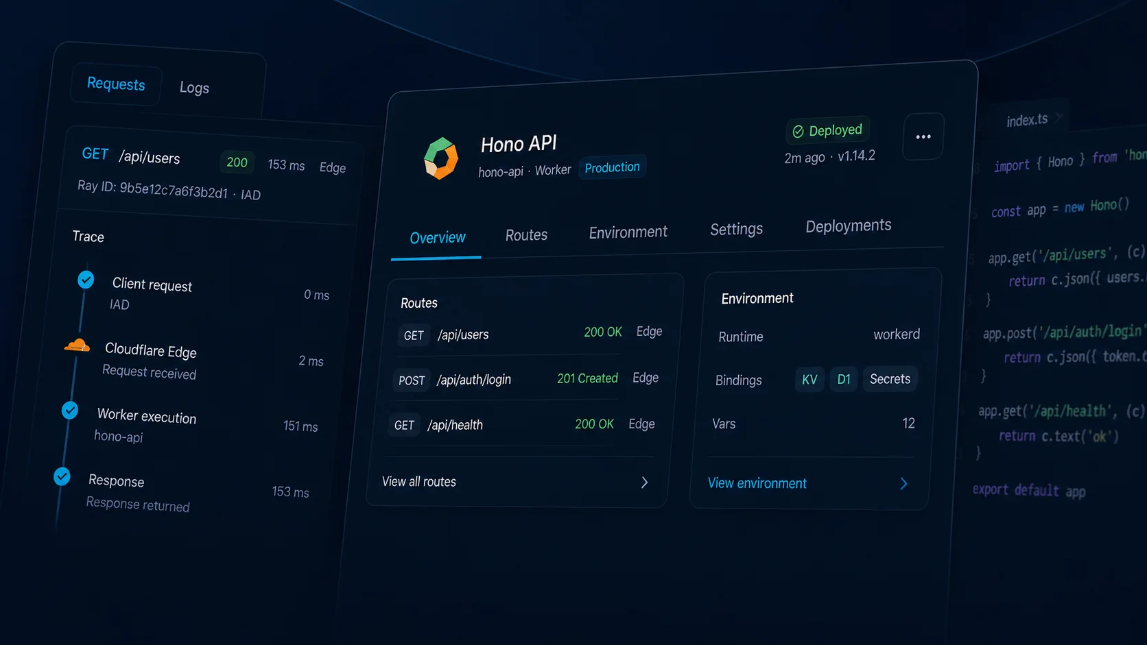 Workers runtime — Run Hono services and React surfaces on Cloudflare Workers.