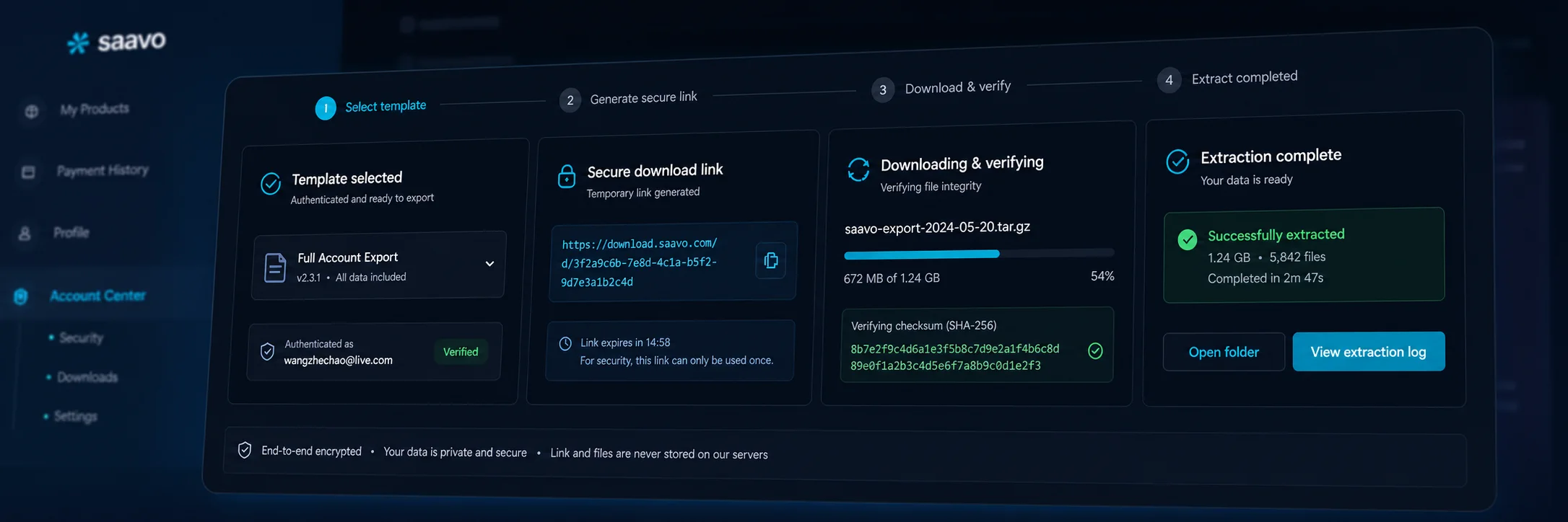 Secure template download — Deliver through a temporary R2 URL and verify the result.