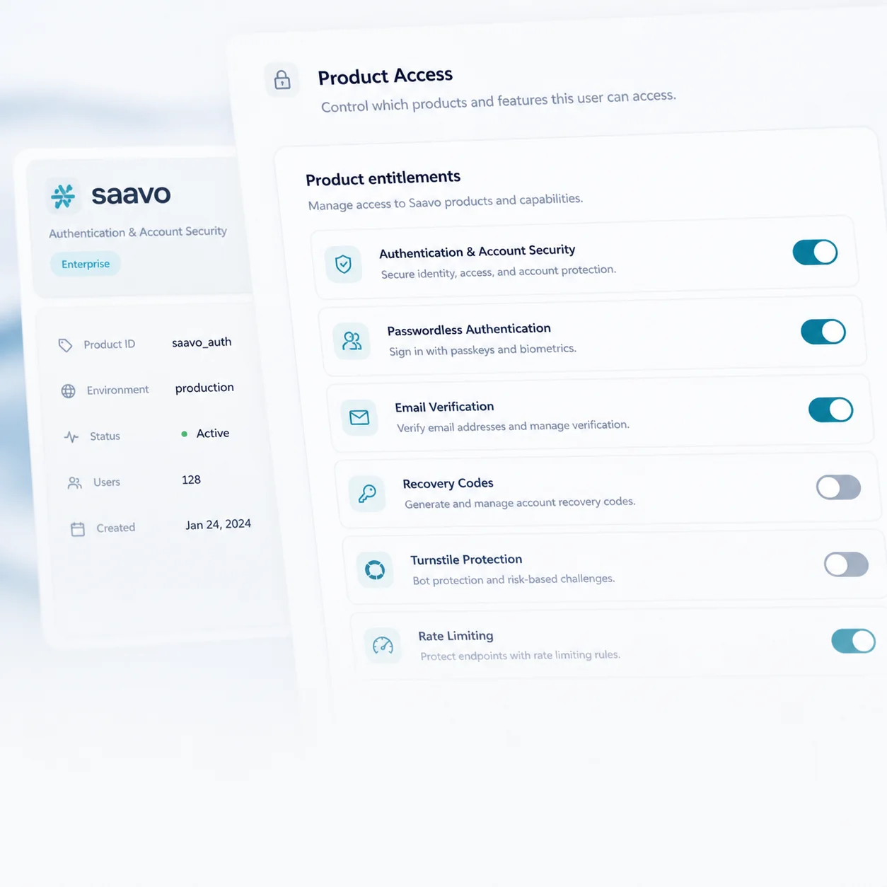 Boolean entitlements — Represent whether a user owns a specific product right.