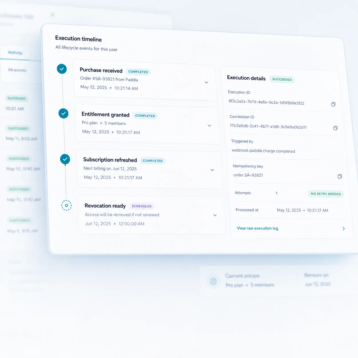Reliable lifecycle execution — Persist grants and revocations with idempotency, errors, and retry semantics.