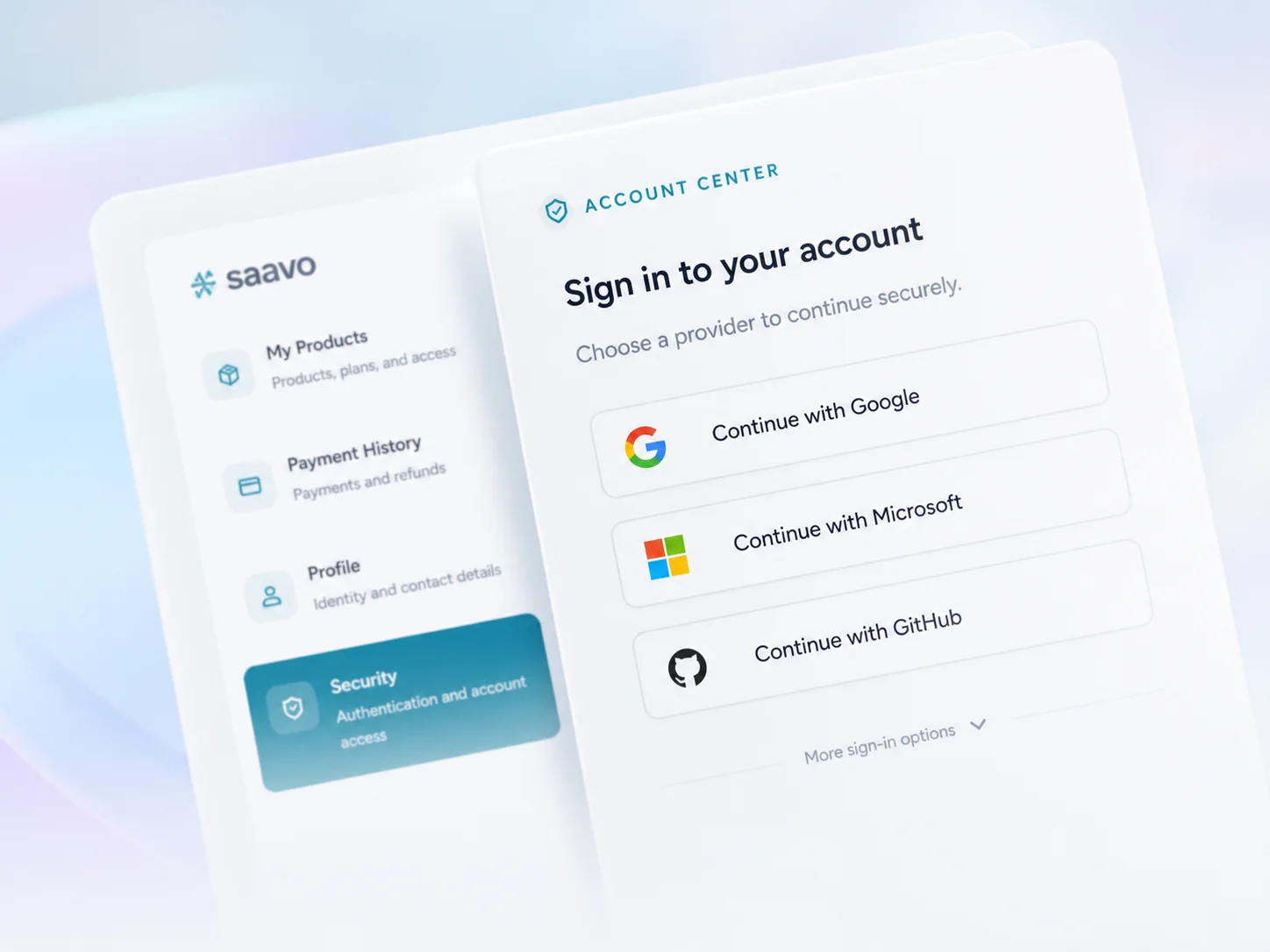 Social login — Google and GitHub OAuth share the same account lifecycle.