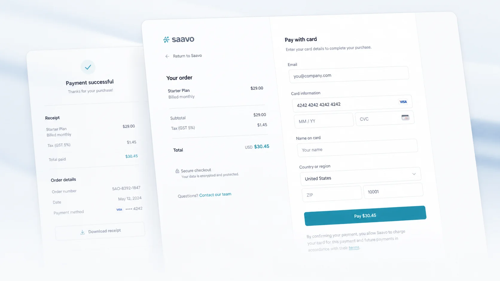 Hosted checkout — Locale-aware Checkout for one-time payments and subscriptions.