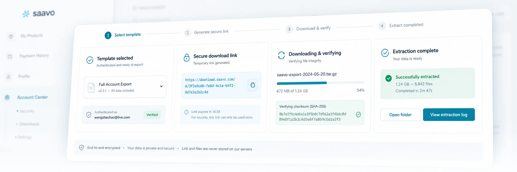 Secure template download — Deliver through a temporary R2 URL and verify the result.